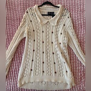 LizSport Knit Sweater with Flower Embrodiery